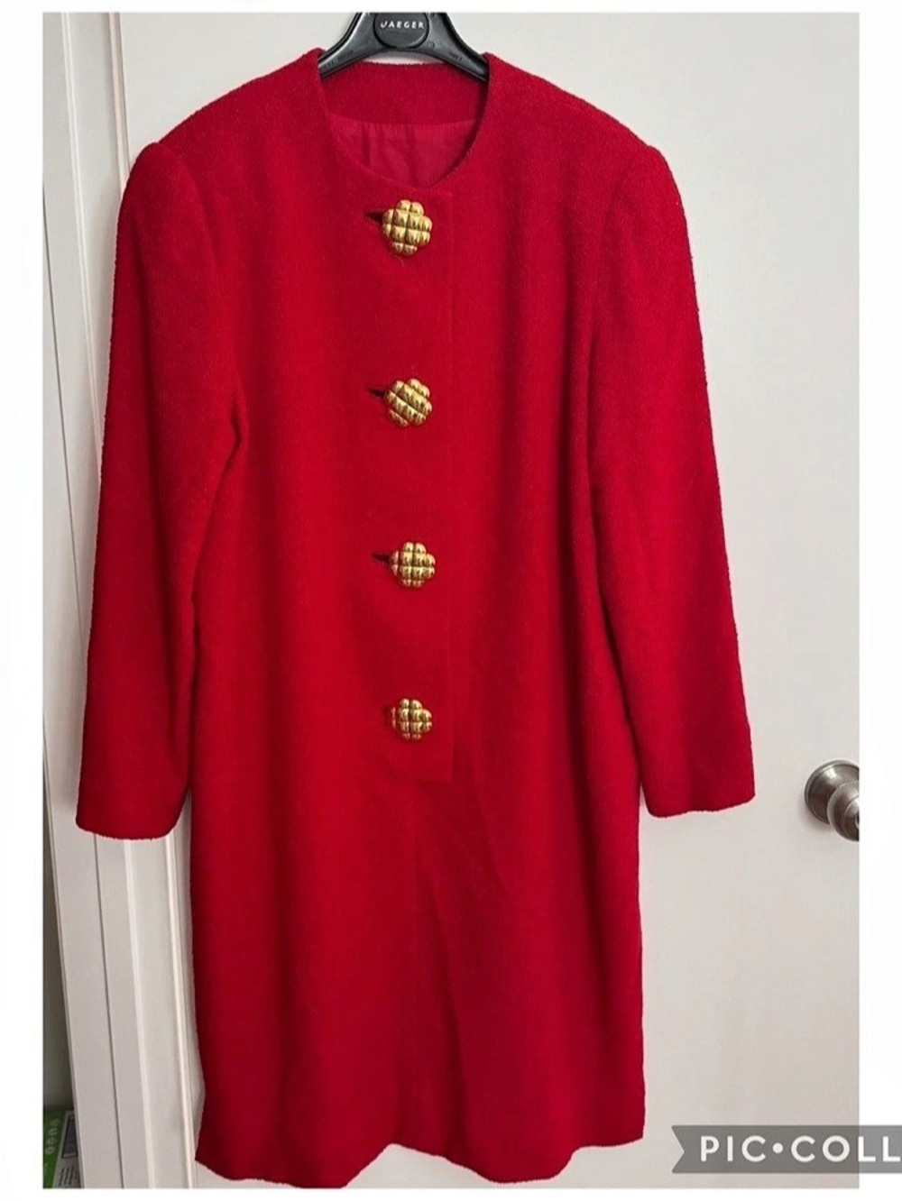 Vintage 1980s David Hayes Red Wool-Style Coat with Scarf